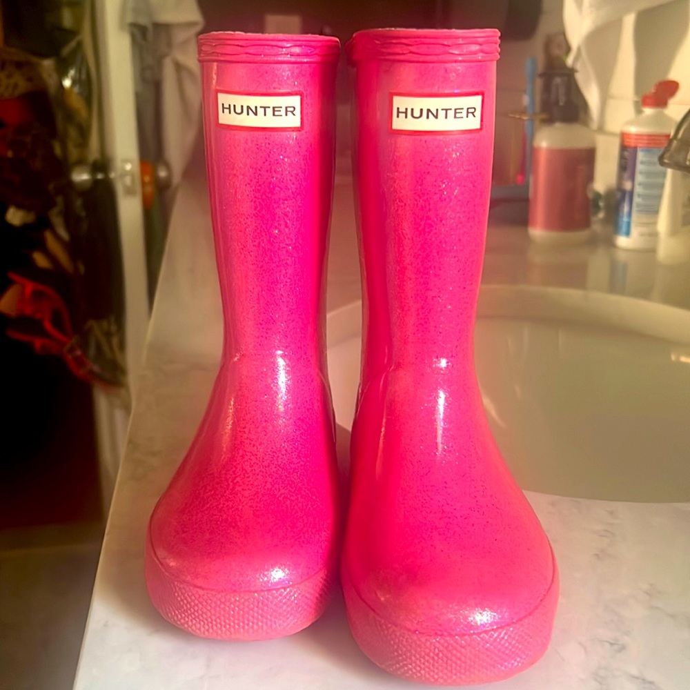 Pink glittery Hunter rain boots toddler size 10